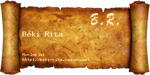 Béki Rita névjegykártya